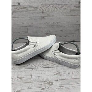Vans Slip on White Casual Shoes Sneakers Size M 8.5 W 10 defect #189